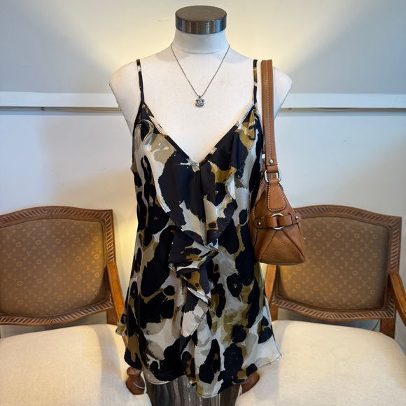 CAbi Tops - CAbi Leopard Print Ruffle Cami Tank Top